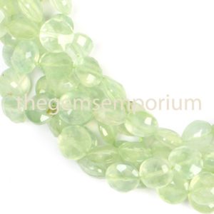 Shop Prehnite Faceted Beads! 7.5-8mm Prehnite Faceted Coin Shape Gemstone Beads, Prehnite Faceted Gemstone Beads, AA Quality | Natural genuine faceted Prehnite beads for beading and jewelry making.  #jewelry #beads #beadedjewelry #diyjewelry #jewelrymaking #beadstore #beading #affiliate #ad