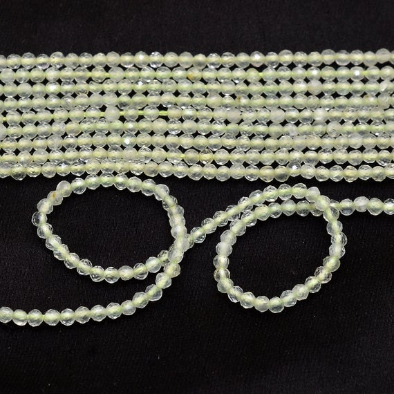 Prehnite Gemstone Faceted 2mm-3mm Beads | 13inch Strand | Natural Green Prehnite Semi Precious Gemstone Beads For Jewelry | Wholesale Price