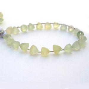 Shop Prehnite Bead Shapes! Natural Prehnite Faceted Trillion Shaped Briolette Beads, 7.5mm to 8mm Prehnite Triangle Loose Gemstones Beads, 8 Inch Strand, GDS2104 | Natural genuine other-shape Prehnite beads for beading and jewelry making.  #jewelry #beads #beadedjewelry #diyjewelry #jewelrymaking #beadstore #beading #affiliate #ad