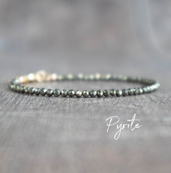 Iron Pyrite Bracelets For Women, Iron Anniversary Gift For Her, Pyrite Jewelry, Abundance Bracelet