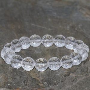 Shop Quartz Crystal Bracelets! Chunky Faceted Clear Quartz Bracelet Grade AAA 10mm Crystal Quartz Gemstone Bracelet Clean Transparent Quartz Bead Bracelet Unisex Bracelet | Natural genuine Quartz bracelets. Buy crystal jewelry, handmade handcrafted artisan jewelry for women.  Unique handmade gift ideas. #jewelry #beadedbracelets #beadedjewelry #gift #shopping #handmadejewelry #fashion #style #product #bracelets #affiliate #ad