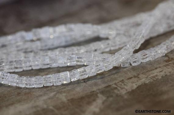 S/ Cracked Crystal 4x4mm Cube Beads 16" Strand Grade A+ Nice Quality Clear Quartz Gemstone Beads For Jewelry Making