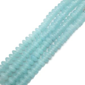 Shop Quartz Crystal Rondelle Beads! 2.0mm Hole Aqua Dyed Quartz Smooth Rondelle Beads 6x10mm 8" Strand | Natural genuine rondelle Quartz beads for beading and jewelry making.  #jewelry #beads #beadedjewelry #diyjewelry #jewelrymaking #beadstore #beading #affiliate #ad