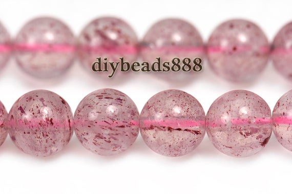 15 Inch Strand Of Grade A Natural Strawberry Crystal Quartz Smooth Round Bead, Quartz Beads 5mm 6mm 8mm For Choice