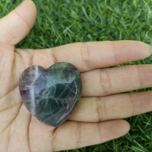 Rainbow Fluorite Heart Puffy Large 40mm (1.5")