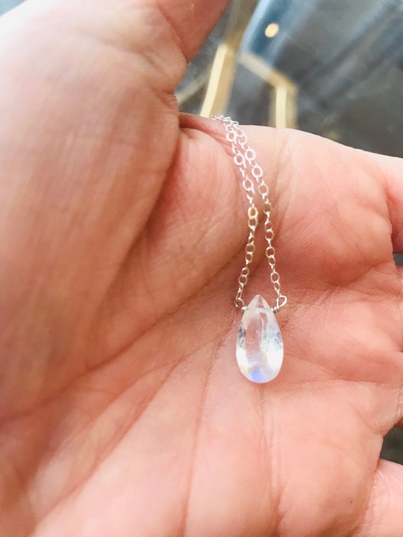 Moonstone Necklace Rainbow Moonstone Necklace June  Birthday Gemstone Necklace Boho Necklace Layering Necklace Gift For Her June Birthstone