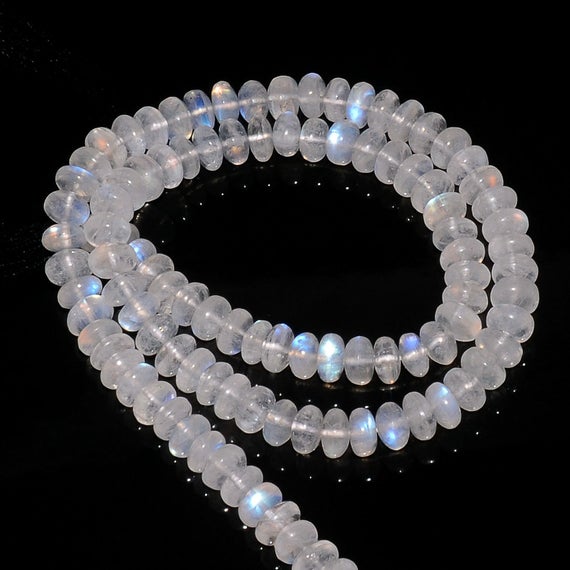 Rainbow Moonstone Rondelle Bead, 5mm To 6mm Beads, Aaa Natural Moonstone Beads, 6.5 Inch Half Strand, Sku-ss136