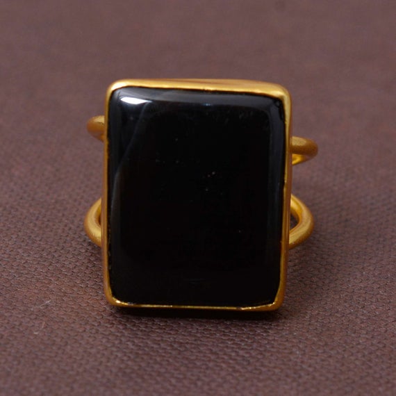 Black Obsidian Ring, Gemstone Ring, Minimalist Ring, Boho Ring, Promise Ring, Anniversary Gift, Gift For Her, Black Stone Ring, Summer Gifts