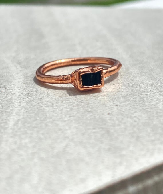 Raw Black Tourmaline Ring- Raw Gemstone Ring- Gifts For Her-gift For Him- Ready To Ship!