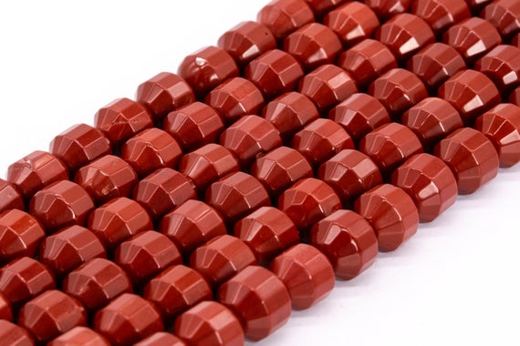 Genuine Natural Red Jasper Loose Beads Faceted Bicone Barrel Drum Shape 10x9mm