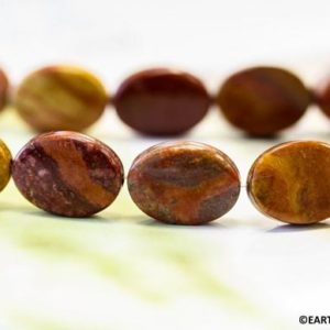 M/ Red Jasper 13x18mm Flat Oval beads 15.5" strand Polished not dyed red Jasper semi precious gemstone for jewelry making | Natural genuine other-shape Gemstone beads for beading and jewelry making.  #jewelry #beads #beadedjewelry #diyjewelry #jewelrymaking #beadstore #beading #affiliate #ad