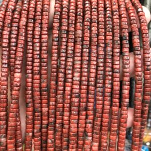 Shop Red Jasper Rondelle Beads! 2x4mm Red Jasper Stone Beads, Natural Gemstone Beads, Rondelle Spacer Beads, Wheel Beads 15'' | Natural genuine rondelle Red Jasper beads for beading and jewelry making.  #jewelry #beads #beadedjewelry #diyjewelry #jewelrymaking #beadstore #beading #affiliate #ad