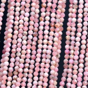 Shop Rhodochrosite Faceted Beads! Genuine Natural Rhodochrosite Loose Beads Argentina Grade AAA Faceted Round Shape 2mm | Natural genuine faceted Rhodochrosite beads for beading and jewelry making.  #jewelry #beads #beadedjewelry #diyjewelry #jewelrymaking #beadstore #beading #affiliate #ad