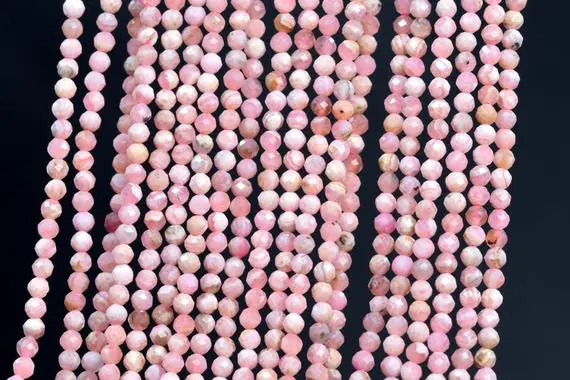Genuine Natural Rhodochrosite Loose Beads Argentina Grade Aaa Faceted Round Shape 2mm