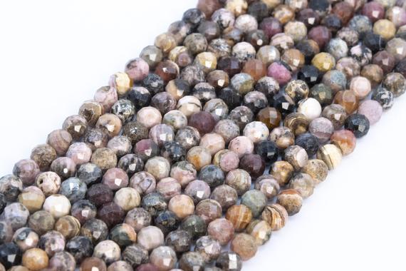 Genuine Natural Multicolor Rhodochrosite Loose Beads Faceted Round Shape 5mm