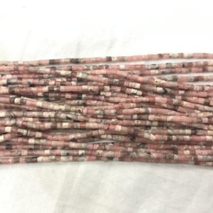 Shop Rhodochrosite Bead Shapes! Genuine Rhodochrosite 2x2mm Heishi Natural Pink Gemstone Tube Beads 15 inch Jewelry Supply Bracelet Necklace Material Support Wholesale | Natural genuine other-shape Rhodochrosite beads for beading and jewelry making.  #jewelry #beads #beadedjewelry #diyjewelry #jewelrymaking #beadstore #beading #affiliate #ad