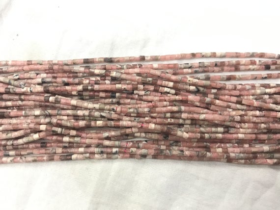 Genuine Rhodochrosite 2x2mm Heishi Natural Pink Gemstone Tube Beads 15 Inch Jewelry Supply Bracelet Necklace Material Support Wholesale