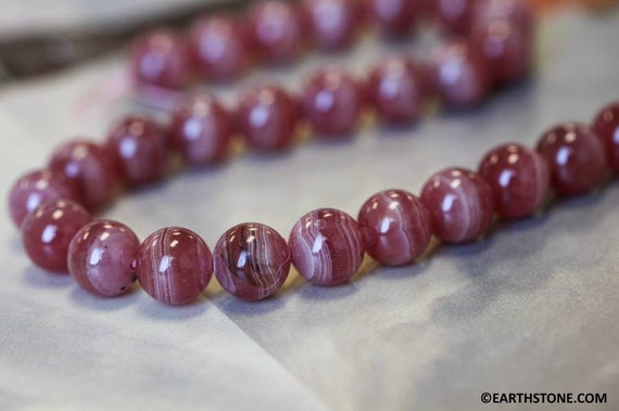 M/ Rhodochrosite 10mm/ 8mm Smooth Round Beads 15.5" Strand Natural Pink Gemstone Beads For Jewelry Making