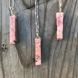 Rhodonite; Rhodonite Pendant; Rhodonite Necklace; Chakra Jewelry; Reiki Jewelry; Natural Stone; Sterling Silver | Natural genuine Rhodonite pendants. Buy crystal jewelry, handmade handcrafted artisan jewelry for women.  Unique handmade gift ideas. #jewelry #beadedpendants #beadedjewelry #gift #shopping #handmadejewelry #fashion #style #product #pendants #affiliate #ad