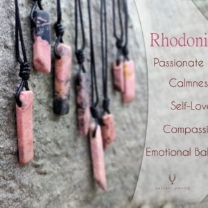 Rhodonite Point Crystal Necklace, Semi Raw Stone Jewelry, Heart Chakra Healing Pendant, Breakup Gift for Women or Men + Layered Necklace Set | Natural genuine Gemstone pendants. Buy crystal jewelry, handmade handcrafted artisan jewelry for women.  Unique handmade gift ideas. #jewelry #beadedpendants #beadedjewelry #gift #shopping #handmadejewelry #fashion #style #product #pendants #affiliate #ad