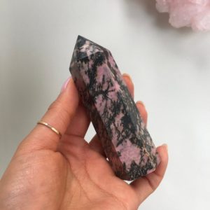 Shop Rhodonite Points & Wands! Rhodonite Tower, Rhodonite Point, Top Quality Rhodonite | Natural genuine stones & crystals in various shapes & sizes. Buy raw cut, tumbled, or polished gemstones for making jewelry or crystal healing energy vibration raising reiki stones. #crystals #gemstones #crystalhealing #crystalsandgemstones #energyhealing #affiliate #ad