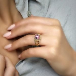 Shop Rhodonite Rings! Natural Gemstone Ring · Gold Rhodonite Ring · Faceted Gem Ring · Delicate Everyday Ring · Dainty Solitaire Ring | Natural genuine Rhodonite rings, simple unique handcrafted gemstone rings. #rings #jewelry #shopping #gift #handmade #fashion #style #affiliate #ad