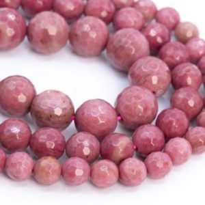 Shop Rhodonite Round Beads! Genuine Natural Rose Pink Rhodonite Loose Beads Micro Facted Round Shape 6mm 8mm 10mm | Natural genuine round Rhodonite beads for beading and jewelry making.  #jewelry #beads #beadedjewelry #diyjewelry #jewelrymaking #beadstore #beading #affiliate #ad