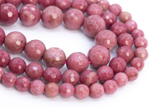 Genuine Natural Rose Pink Rhodonite Loose Beads Micro Facted Round Shape 6mm 8mm 10mm