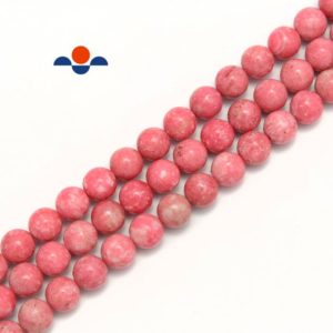 Shop Rhodonite Beads! Natural Australian Rhodonite Smooth Round Beads Size 6mm 8mm 10mm 15.5''Strand | Natural genuine beads Rhodonite beads for beading and jewelry making.  #jewelry #beads #beadedjewelry #diyjewelry #jewelrymaking #beadstore #beading #affiliate #ad