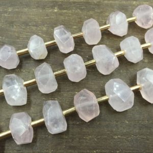 Faceted Rose Quartz Nugget beads Pink Quartz Crystal Beads Center Drilled Chunky Gemstone Beads Supplies 8pieces/strand | Natural genuine chip Rose Quartz beads for beading and jewelry making.  #jewelry #beads #beadedjewelry #diyjewelry #jewelrymaking #beadstore #beading #affiliate #ad