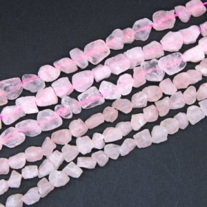 Shop Rose Quartz Chip & Nugget Beads! Raw Rose Quartz Tumble Beads, Raw Rose Quartz Nugget Beads, Natural Crystal Rough Stone, Rock Gemstone Rough Drill Pendant Charm | Natural genuine chip Rose Quartz beads for beading and jewelry making.  #jewelry #beads #beadedjewelry #diyjewelry #jewelrymaking #beadstore #beading #affiliate #ad