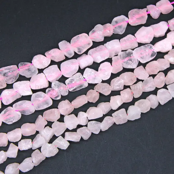 Raw Rose Quartz Tumble Beads, Raw Rose Quartz Nugget Beads, Natural Crystal Rough Stone, Rock Gemstone Rough Drill Pendant Charm