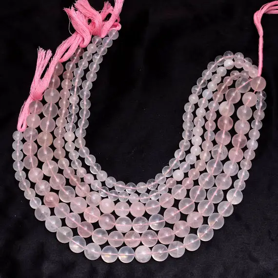 Natural Rose Quartz Gemstone 8mm, 12mm Smooth Round Beads | 13inch Strand | Soft Pink Rose Quartz Semi Precious Gemstone Round Loose Beads