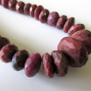 Shop Ruby Necklaces! Natural Ruby Faceted Rondelle Beads, Ruby Bead Necklace, Natural Color Not Enhanced, 8mm To 16mm Beads, 8 Inch Strand, GDS96 | Natural genuine Ruby necklaces. Buy crystal jewelry, handmade handcrafted artisan jewelry for women.  Unique handmade gift ideas. #jewelry #beadednecklaces #beadedjewelry #gift #shopping #handmadejewelry #fashion #style #product #necklaces #affiliate #ad