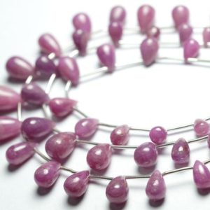 Shop Ruby Bead Shapes! 7.5 inches Strand  Natural Ruby Teardrops 5x7mm to 6x11mm Smooth Tear Drop Briolettes Gemstone Beads Rare Ruby Drops Precious Beads No4620 | Natural genuine other-shape Ruby beads for beading and jewelry making.  #jewelry #beads #beadedjewelry #diyjewelry #jewelrymaking #beadstore #beading #affiliate #ad