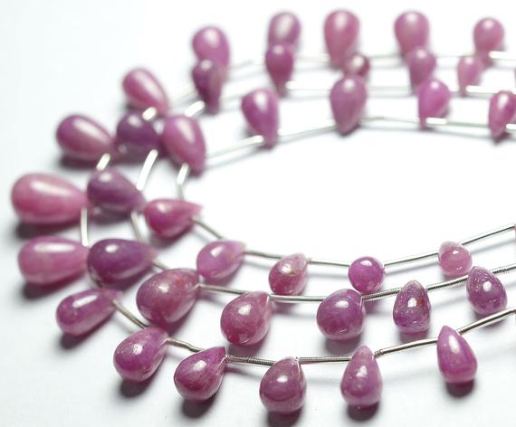 7.5 Inches Strand  Natural Ruby Teardrops 5x7mm To 6x11mm Smooth Tear Drop Briolettes Gemstone Beads Rare Ruby Drops Precious Beads No4620