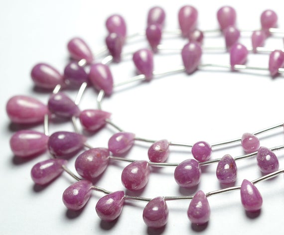 Natural Ruby Teardrops 4x6mm To 6x9mm Smooth Tear Drop Briolettes Gemstone Beads Rare Ruby Drops Precious Beads - 7 Inches Strand No4607