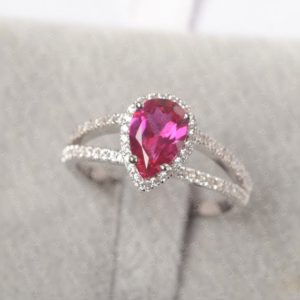 Shop Ruby Rings! Vintage ruby ring July birthstone ring pear cut gold ring silver statement ring | Natural genuine Ruby rings, simple unique handcrafted gemstone rings. #rings #jewelry #shopping #gift #handmade #fashion #style #affiliate #ad
