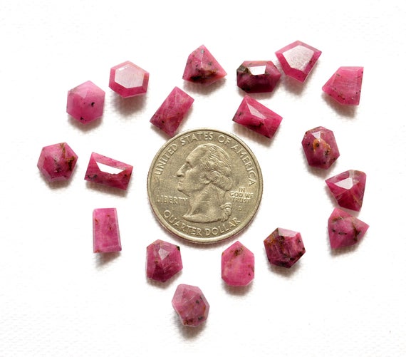 Natural Ruby Gemstone, Ruby Faceted Loose Gemstone, Ruby Fancy Mix Shape Gemstone 9 Pieces Lot, 8mm - 6x9mm#ar1107