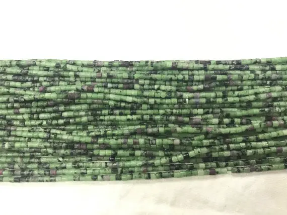 Natural Ruby Zoisite 2x2mm Heishi Genuine Gemstone Tube Loose Beads 15 Inch Jewelry Supply Bracelet Necklace Material Support Wholesale