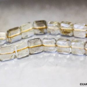 Shop Rutilated Quartz Bead Shapes! M/ Rutilated Quartz 8x8mm/ 10x10mm Flat Square beads 16" strand Golden rutile quartz for jewelry making | Natural genuine other-shape Rutilated Quartz beads for beading and jewelry making.  #jewelry #beads #beadedjewelry #diyjewelry #jewelrymaking #beadstore #beading #affiliate #ad