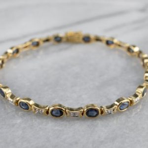 Shop Sapphire Bracelets! Sapphire and Diamond Tennis Bracelet, Anniversary Gift, Layering Bracelet, Sapphire Jewelry, 18K Yellow Gold Sapphire Bracelet E0QVNHYX | Natural genuine Sapphire bracelets. Buy crystal jewelry, handmade handcrafted artisan jewelry for women.  Unique handmade gift ideas. #jewelry #beadedbracelets #beadedjewelry #gift #shopping #handmadejewelry #fashion #style #product #bracelets #affiliate #ad