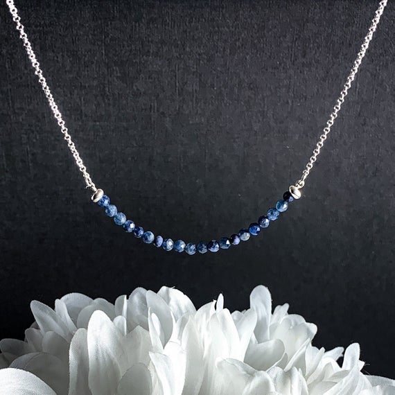 Sapphire Birthstone Necklace Silver Necklace, Crystal Necklace, Choker Necklace Sapphire Jewelry September Gift