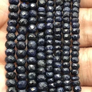 Shop Sapphire Necklaces! ON Sale 3.5 – 4.5 mm Blue Sapphire Faceted Rondelle Gemstone Beads  Strand Or Necklace / Sapphire Wholesale / Sapphire Necklace/Sapphire | Natural genuine Sapphire necklaces. Buy crystal jewelry, handmade handcrafted artisan jewelry for women.  Unique handmade gift ideas. #jewelry #beadednecklaces #beadedjewelry #gift #shopping #handmadejewelry #fashion #style #product #necklaces #affiliate #ad