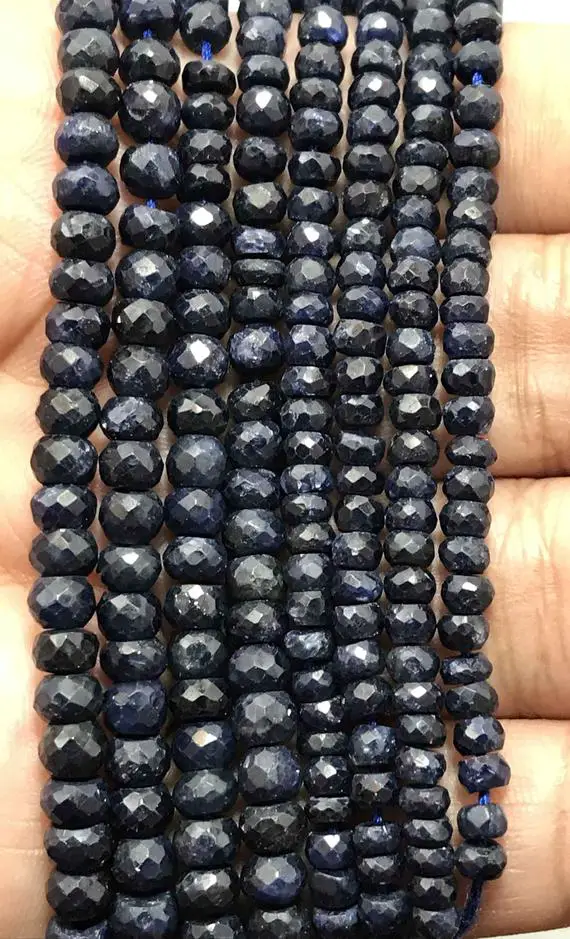 On Sale 3.5 - 4.5 Mm Blue Sapphire Faceted Rondelle Gemstone Beads  Strand Or Necklace / Sapphire Wholesale / Sapphire Necklace/sapphire