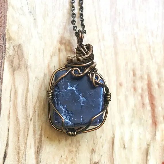 Sapphire Necklace, September Birthstone, Wire Wrapped Pendant, Anniversary Gifts For Wife