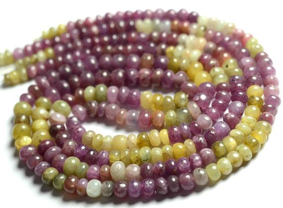 14 Inches Strand Natural Multi Sapphire Rondelle Beads 3mm To 4.5mm Smooth Rondelles Gemstone Beads Superb Sapphire Stone Beads No4610