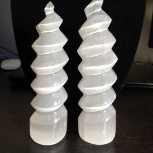 Shop Selenite Stones & Crystals! Selenite Spiral Tower (6" to 7") – Selenite Tower – Spiral Selenite Crystal Point- Healing Crystal Tower – White Selenite Crystal Point | Natural genuine stones & crystals in various shapes & sizes. Buy raw cut, tumbled, or polished gemstones for making jewelry or crystal healing energy vibration raising reiki stones. #crystals #gemstones #crystalhealing #crystalsandgemstones #energyhealing #affiliate #ad