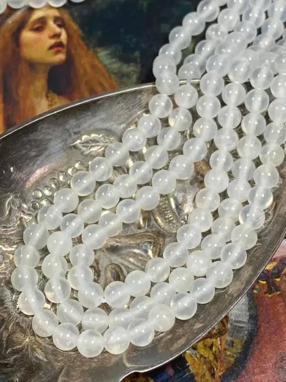 Rare Healing Selenite Round Beads Choose Size / Natural Selenite Beads  / Glowing Gemstone Beads