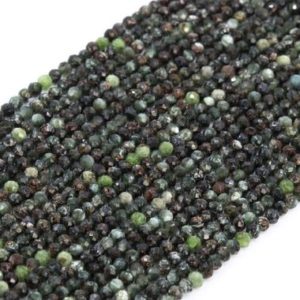 Shop Seraphinite Beads! Genuine Natural Ink Green Seraphinite Loose Beads Faceted Round Shape 2mm | Natural genuine faceted Seraphinite beads for beading and jewelry making.  #jewelry #beads #beadedjewelry #diyjewelry #jewelrymaking #beadstore #beading #affiliate #ad